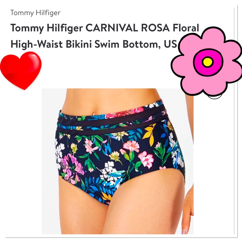 BNWT Tommy Hilfiger CARNIVAL ROSA Floral
High-Waist Bikini Swim Bottom